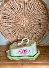 Load image into Gallery viewer, Large floral green and pink cheese cloche
