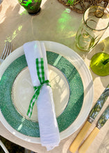 Load image into Gallery viewer, A set of 4 green bordered plates with silver gilt trim
