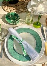 Load image into Gallery viewer, A set of 4 green bordered plates with silver gilt trim
