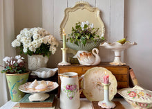 Load image into Gallery viewer, Pretty cream and pink floral candlesticks
