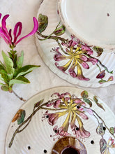 Load image into Gallery viewer, Victorian drainer dish with honeysuckle and swallows
