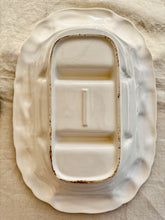 Load image into Gallery viewer, Large white majolica vegetable platter with three compartments
