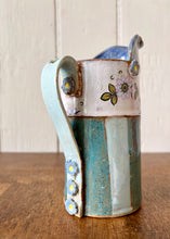 Load image into Gallery viewer, Studio pottery blue floral jug
