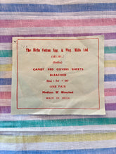 Load image into Gallery viewer, A pair of 'box-fresh' candy striped single sheets (seen here as tablecloth)
