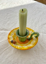 Load image into Gallery viewer, Japanese majolica sunflower candle holder with ladybird

