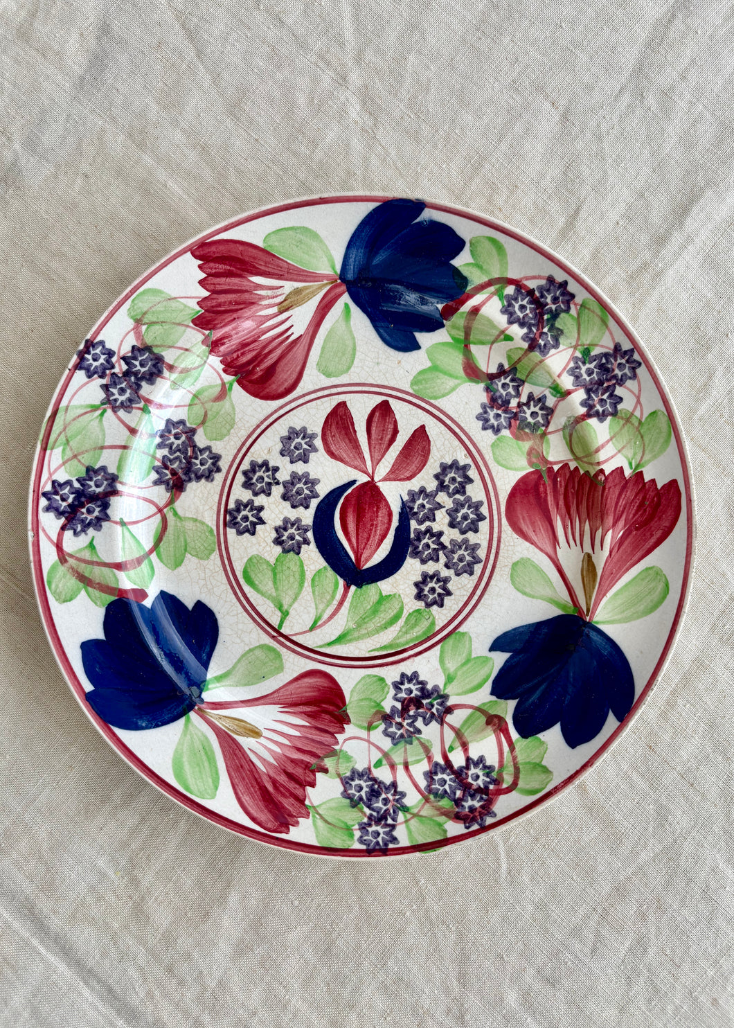 Antique sponge ware plate early 1920s
