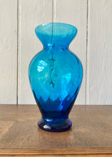 Load image into Gallery viewer, Turquoise hand blown glass vase
