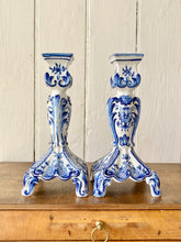 Load image into Gallery viewer, A pair of Antique French Faience candlesticks
