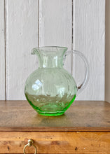 Load image into Gallery viewer, Pale green hand blown bubble glass water jug
