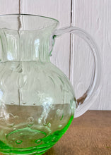 Load image into Gallery viewer, Pale green hand blown bubble glass water jug
