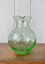 Load image into Gallery viewer, Pale green hand blown bubble glass water jug
