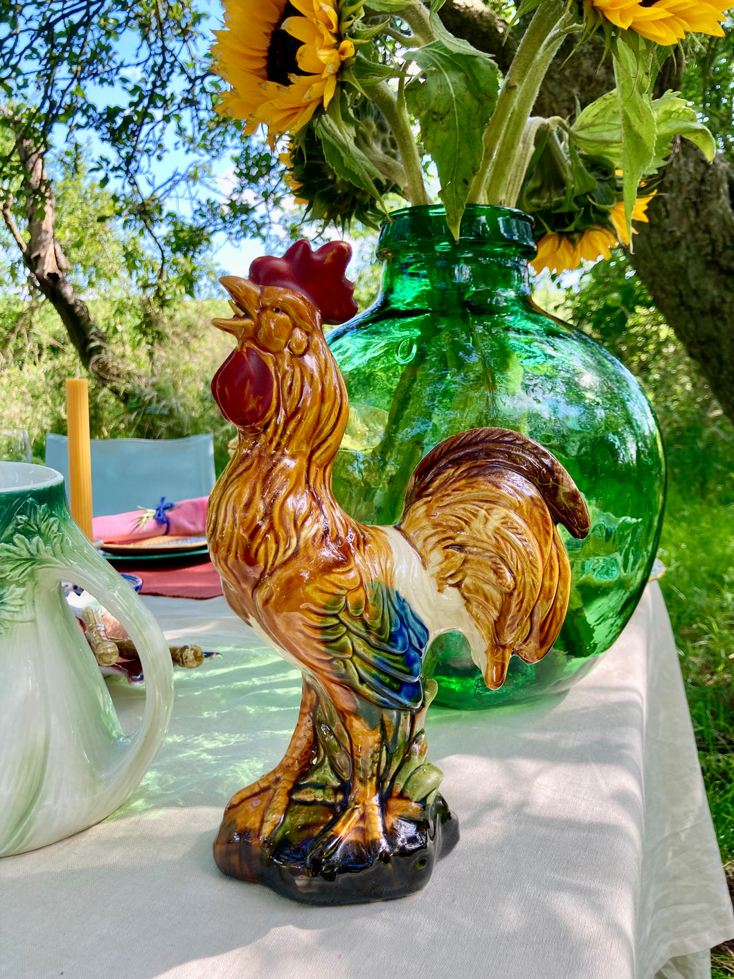 French-style majolica cockerel