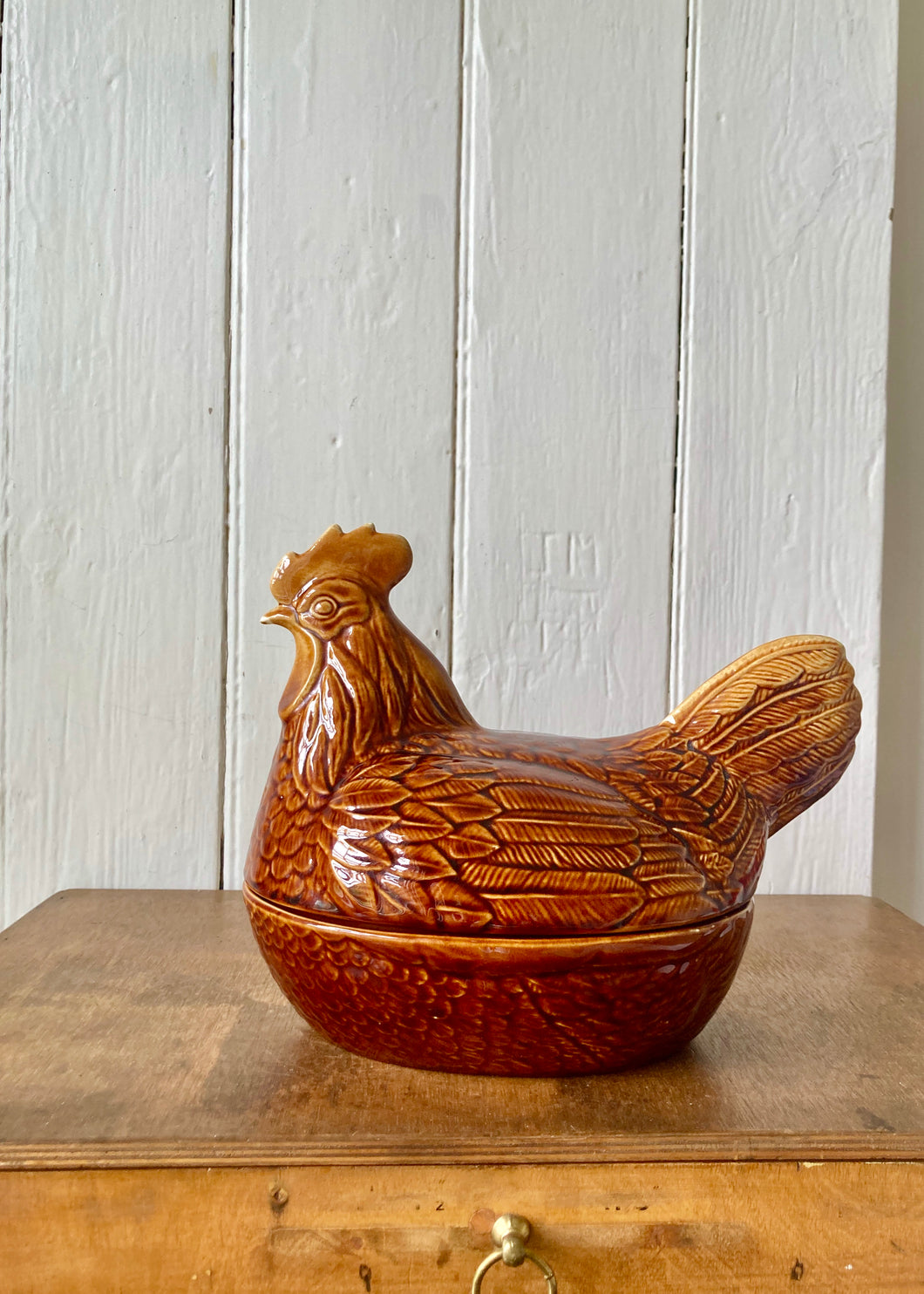 Large glossy brown chicken egg tidy by Price Kensington