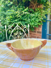 Load image into Gallery viewer, Yellow glazed cafe au lait lug bowl in terracotta
