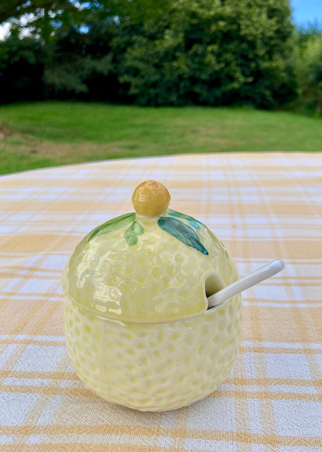 A lemon pot with lid and original ceramic spoon