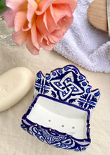 Load image into Gallery viewer, Blue and white wall mounted soap dish
