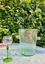 Load image into Gallery viewer, Hand blown pale green bubble glass wine cooler/champagne bucket
