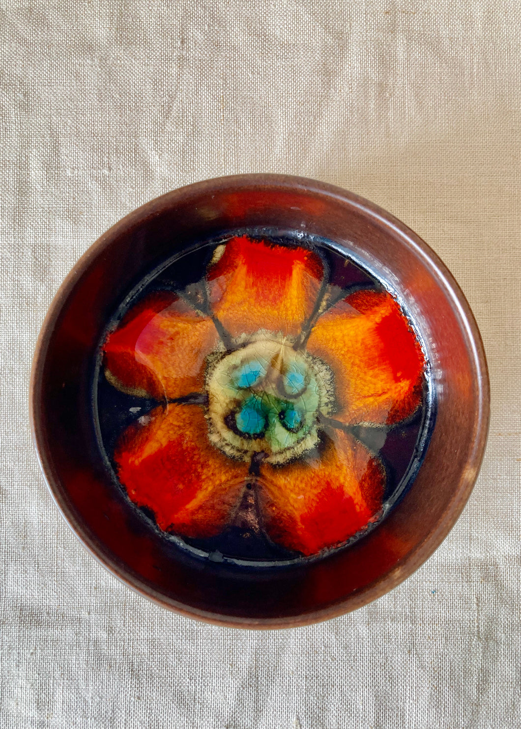 Mid century bowl with flower image