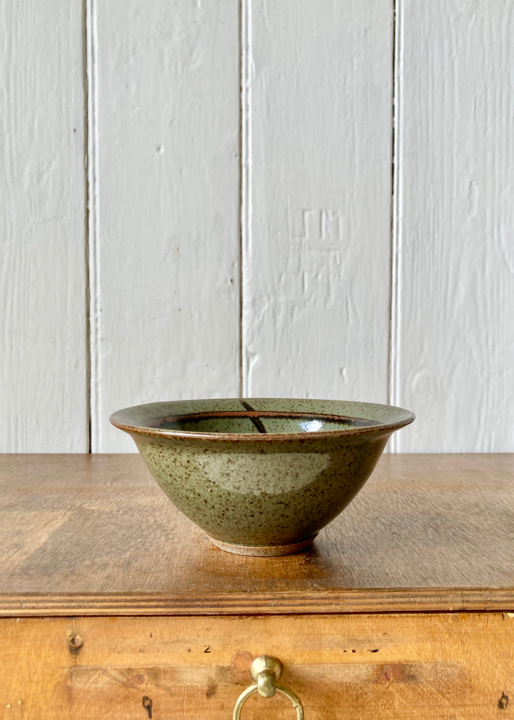 Studio pottery bowl with speckled clay