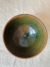 Load image into Gallery viewer, Studio pottery green glazed bowl with green ‘drop’ effect hand decoration
