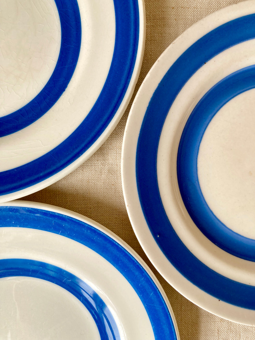 Blue and white striped side plates