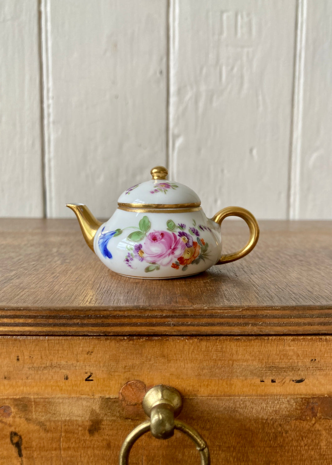 Miniature Dresden hand painted teapot