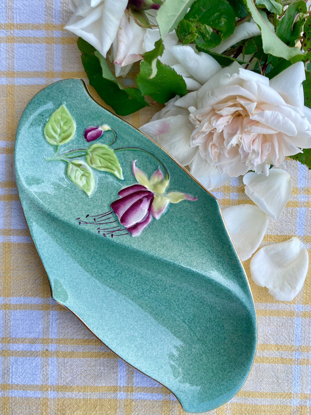 Royal Winton Fuchsia dish in green