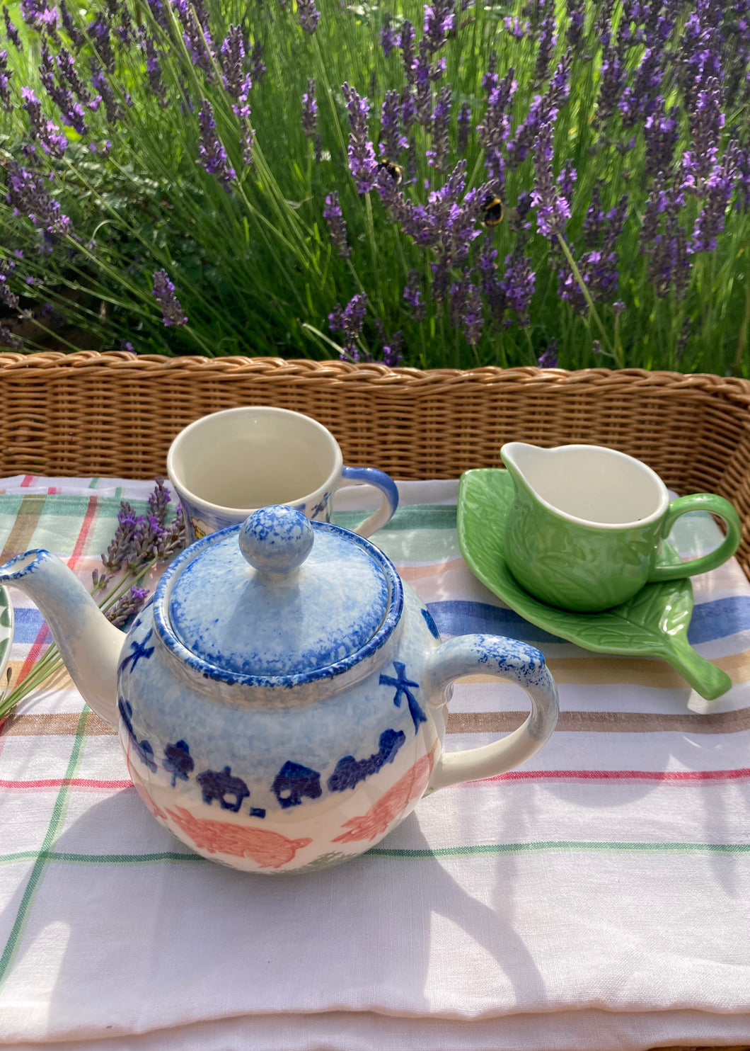 Mint green small jug and matching leaf shaped dish