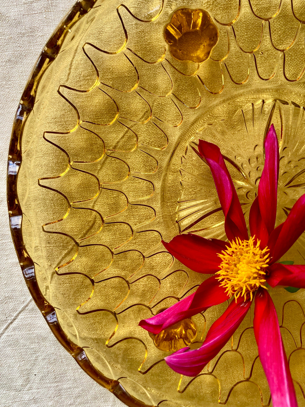 Amber glass raised platter