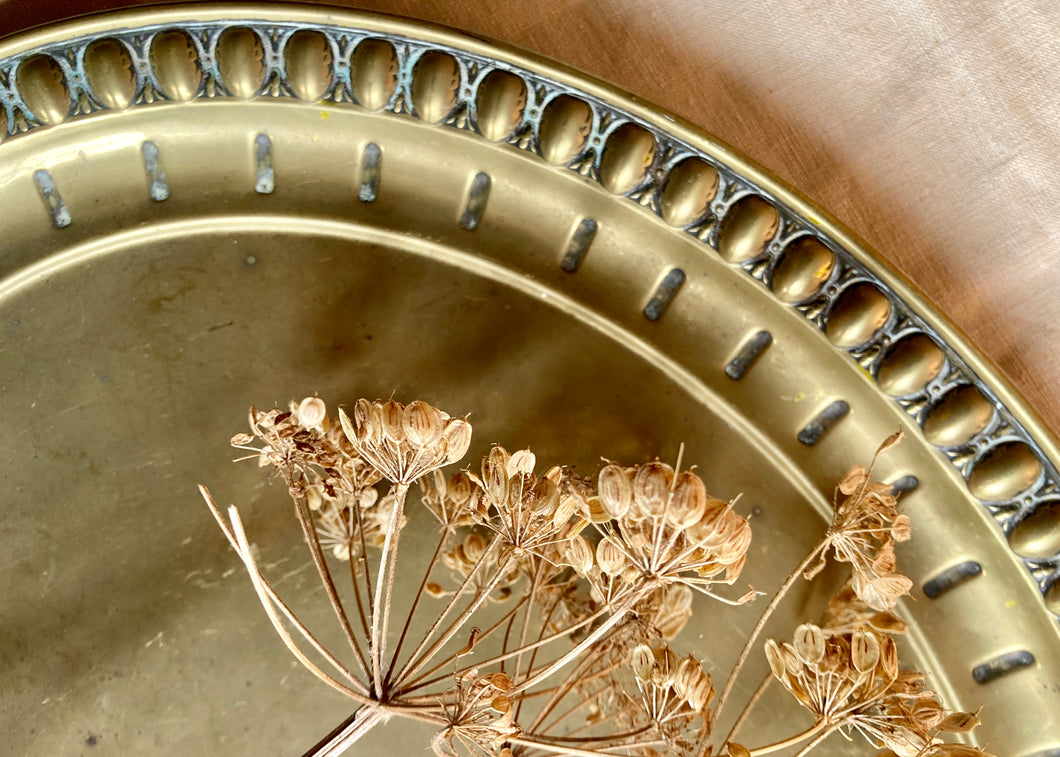 Large oval brass drinks tray