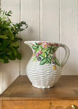 Load image into Gallery viewer, Large white Italian faux basket majolica jug
