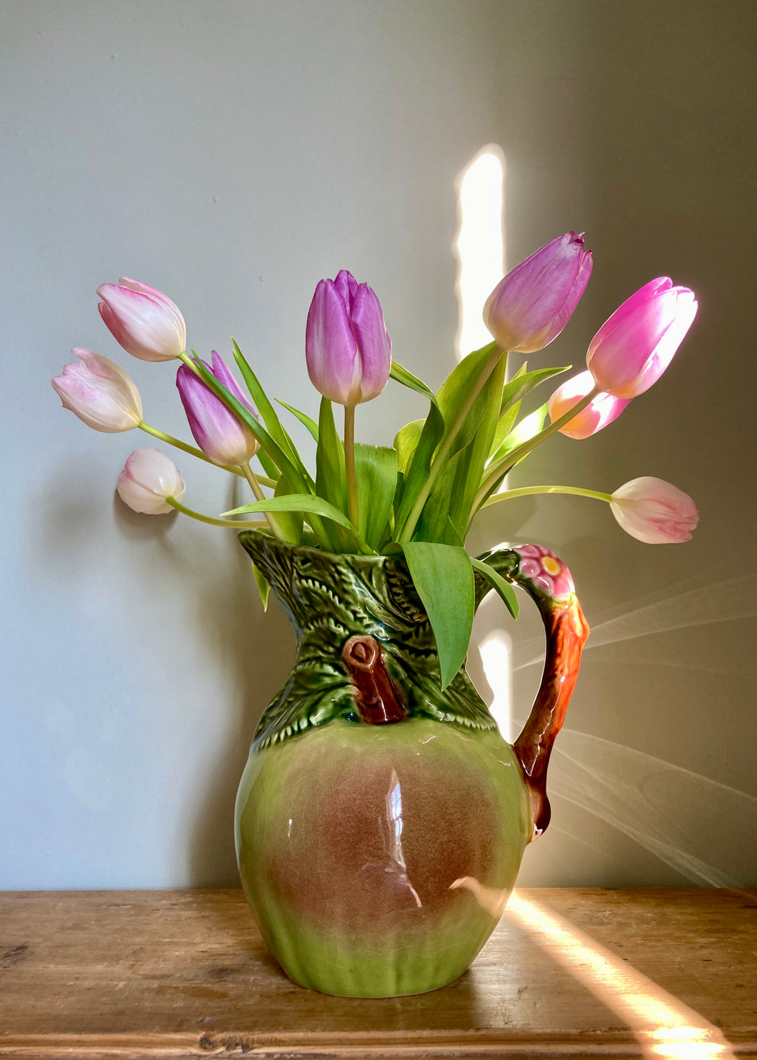 Large Bordallo Pinheiro majolica apple jug