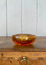 Load image into Gallery viewer, Amber bubble glass tea light holder.
