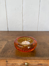 Load image into Gallery viewer, Amber bubble glass tea light holder.
