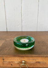 Load image into Gallery viewer, Green bubble glass tea light holder

