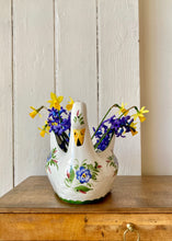 Load image into Gallery viewer, Portuguese floral china swan vase
