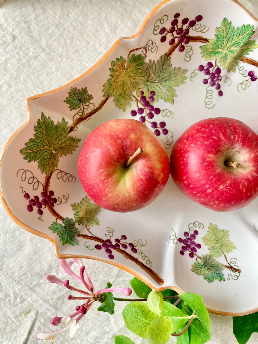 Grape and vine footed pedestal or comport dish