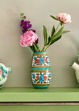 Load image into Gallery viewer, Floral Italian vase with turquoise detailing
