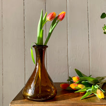 Load image into Gallery viewer, Amber glass decanter vase
