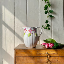 Load image into Gallery viewer, Large white fluted floral jug.
