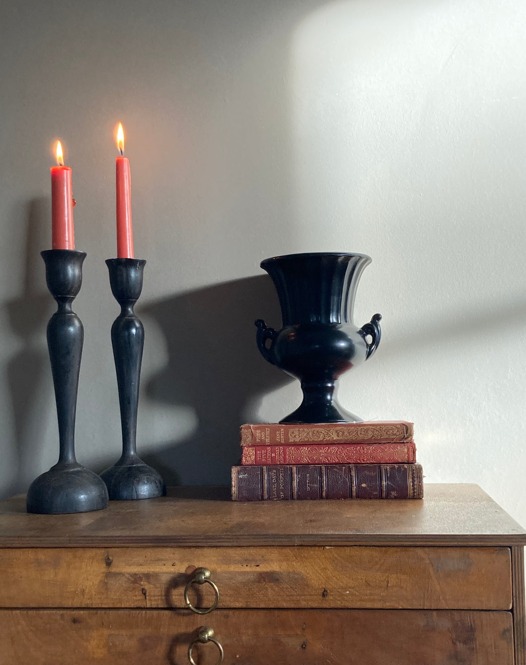 Classical black urn style vase