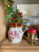 Load image into Gallery viewer, Stoneware neutral jug with pink blossom
