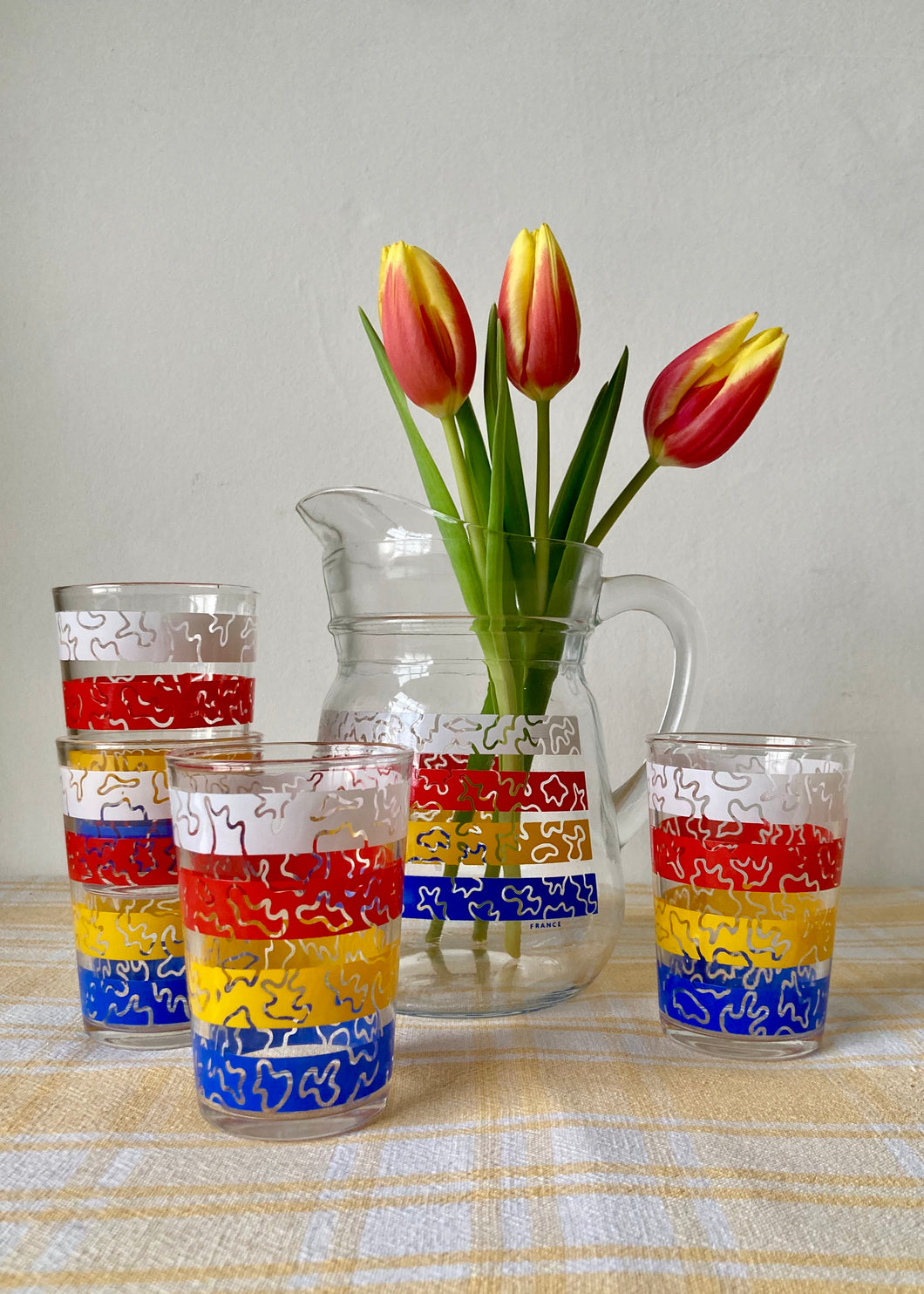 Fabulous French jug and set of four glasses