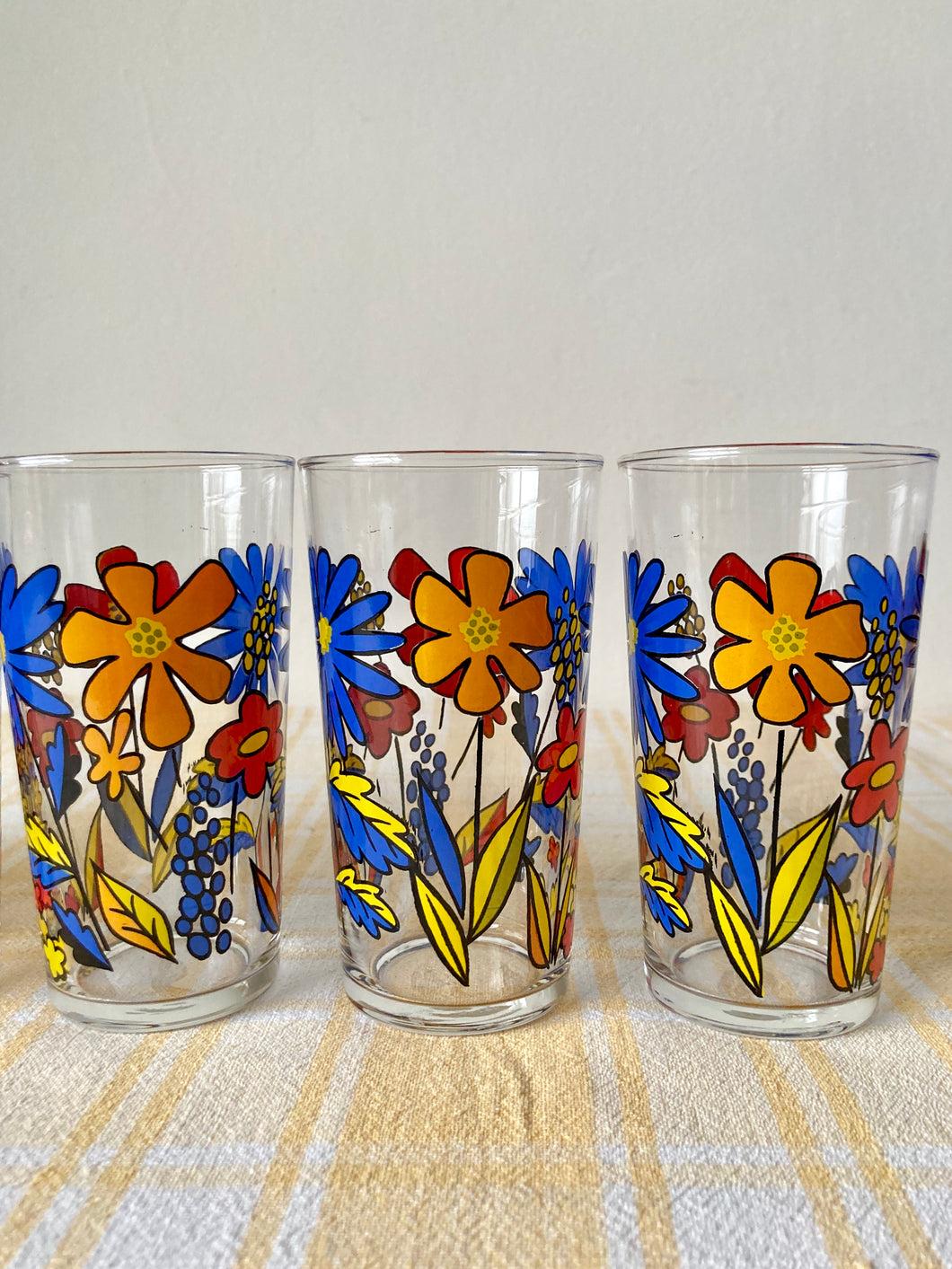 A fun floral set of 4 tall glasses