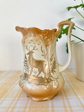 Load image into Gallery viewer, Blush and gilt jug with stag illustration
